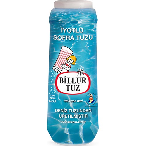 Billur Tuz Rafine İyotlu Sofra Tuzu Plastik Tuzluk 500 Gr