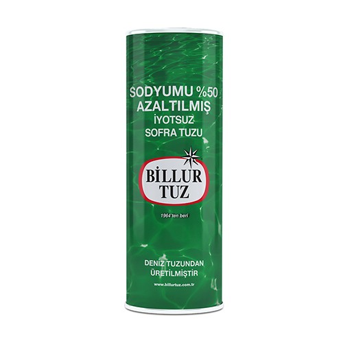 Billur Tuz Sofrada  Rafine İyotsuz Sofra Tuzu Sodyumu %50 Azaltılmış 500 Gr