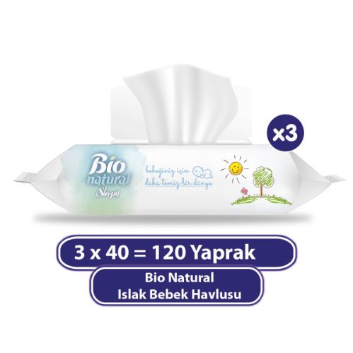 Sleepy Bio Natural Islak Havlu 3x40 (120 Yaprak)