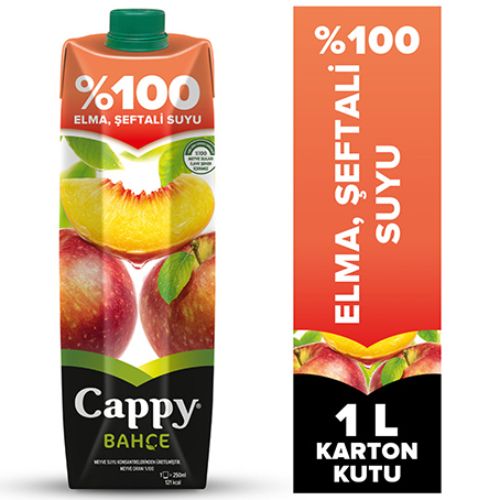 Cappy Bahçe %100 Elma Şeftali Suyu Karton Kutu 1 Lt
