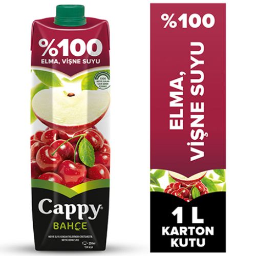 Cappy Bahçe %100 Elma Vişne Suyu Karton Kutu 1 Lt