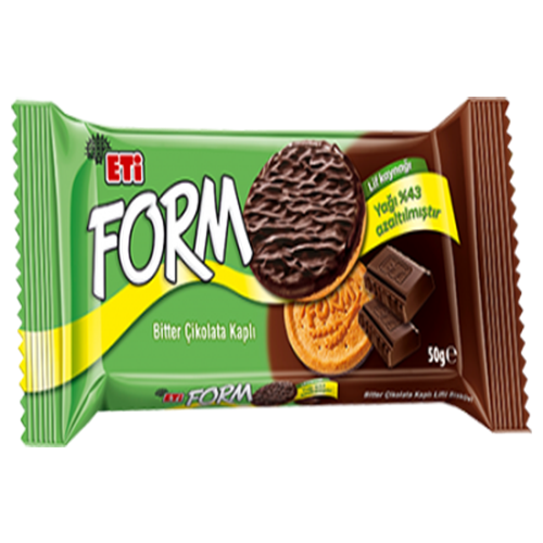 Eti Form Chocolate Covered Biscuit With Fibre 50 Gr