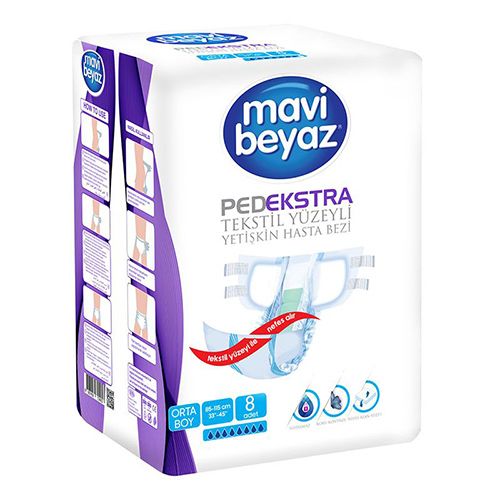 Mavi-Beyaz Pedekstra Adult Diaper (Medium) 8 Pcs