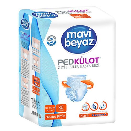 Mavi-Beyaz Pedkülot Emici Külot (Ekstra Büyük) 30 Adet