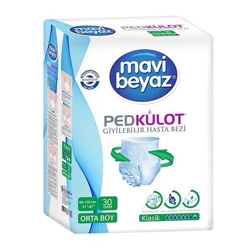 Mavi-Beyaz  Pedkülot Pull Up Adult Pants (Medium)  30 Pcs