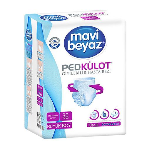 Mavi-Beyaz Pedkülot Emici Külot (Büyük) 30 Adet