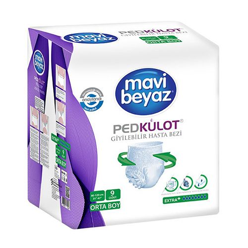 Mavi-Beyaz Pedkülot Pull Up Adult Pants  (Medium) 9 Pcs