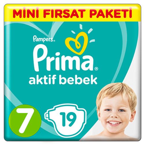 Prima Aktif Bebek Mini Fırsat Paketi 15+ Kg 7 Beden 19'Lu