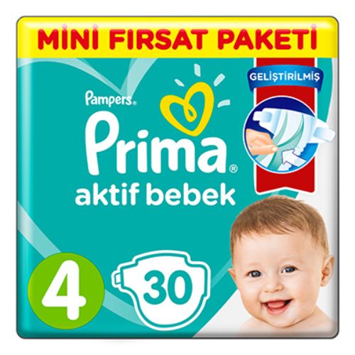 Prima Aktif Bebek Mini Fırsat Paketi 9-14 Kg 4 Beden 30'Lu