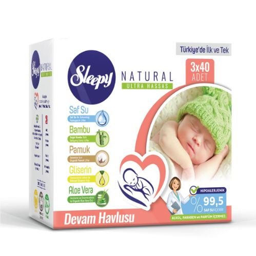 Sleepy Natural Devam Havlusu 3x40 (120 Yaprak)