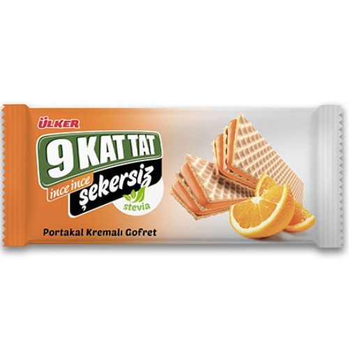 Ülker 9 Kat Tat İnce Fine Orange  Cream Wafer Sugar Free  118 Gr