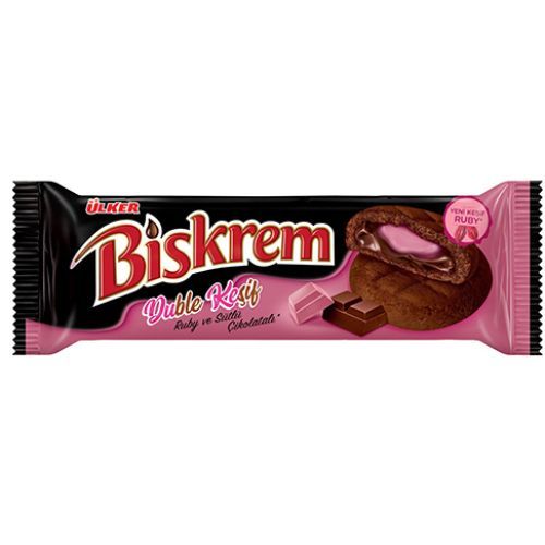Ülker Biskrem Double Ruby Ve Sütlü Çikolatalı Bisküvi 100 Gr