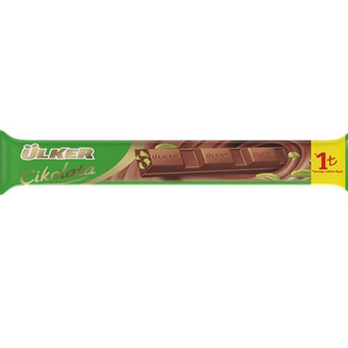 Ülker Chocolate with Pistachio Milk Slim Baton Chocolate 14 Gr
